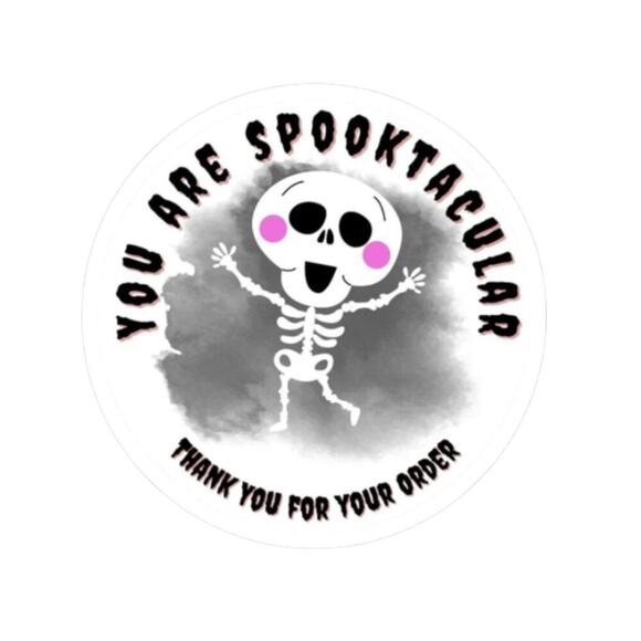 1000 Count Handmade Halloween Spooktacular Skeleton Thank You Stickers - Picture 1 of 3